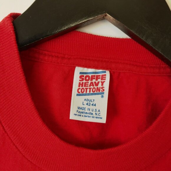 Vintage 80s Large Red Soffe Single Stitch USA T-Shirt We The People Unisex Fit - Picture 14 of 14